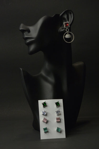 Changeable Multi-Color Earring Set with 4 Extra Studs