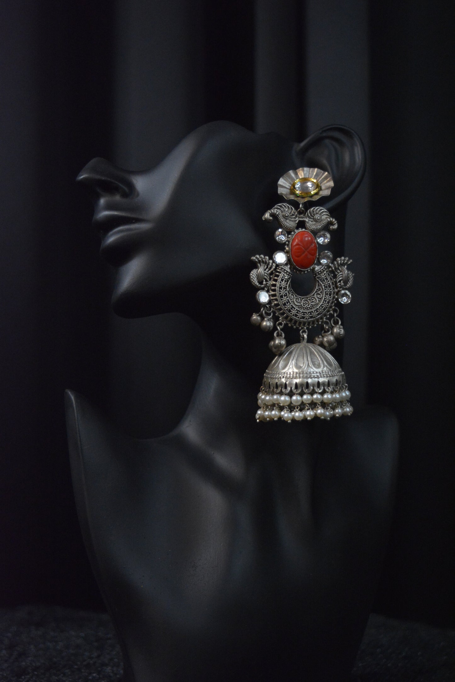 Silver Glamour Jhumkas