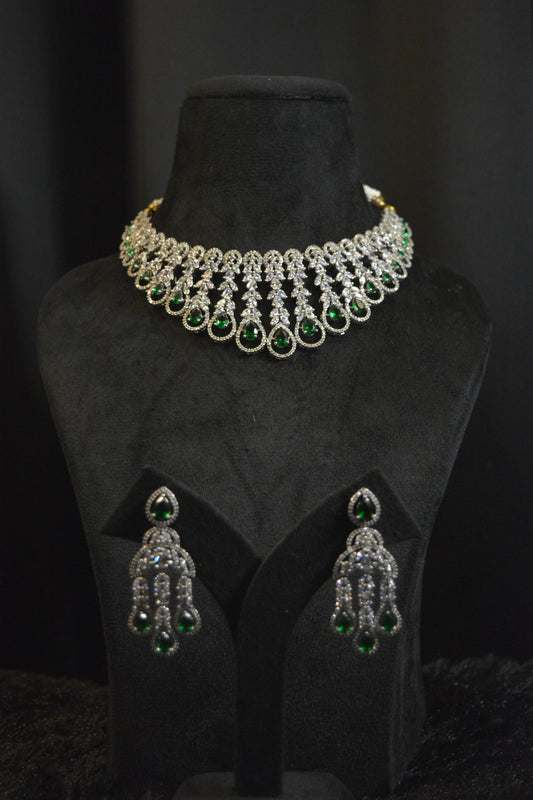 American Diamond Green Glimmer Necklace