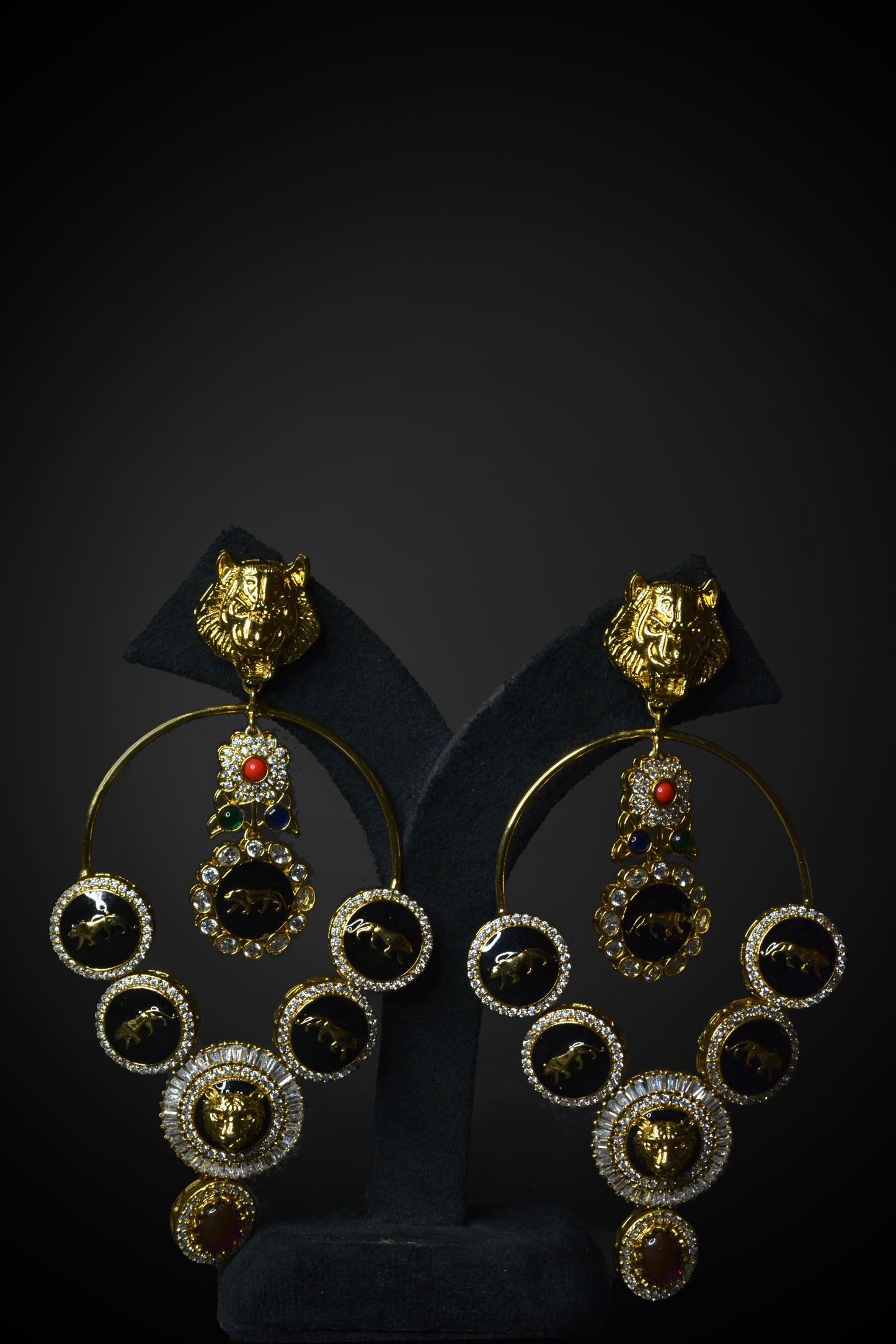 Golden Red Lion’s Long Earrings