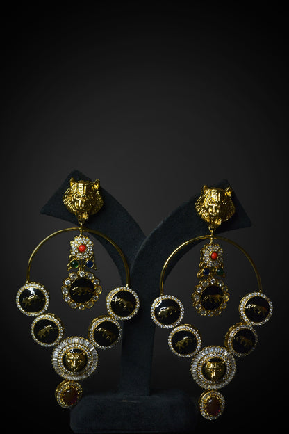 Golden Red Lion’s Long Earrings