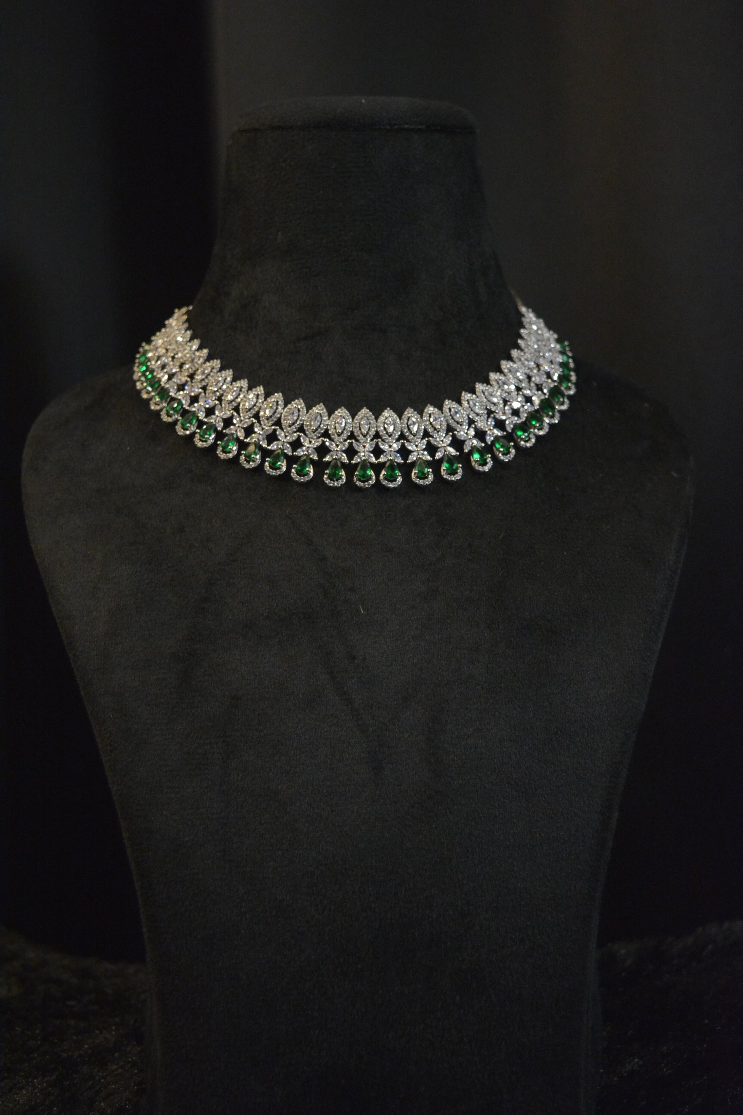 American Diamond Radiant Green Necklace