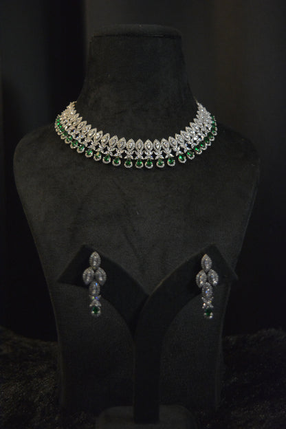 American Diamond Radiant Green Necklace