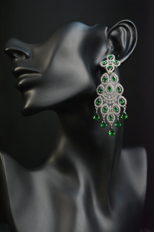 Premium Emerald Chandelier Earrings