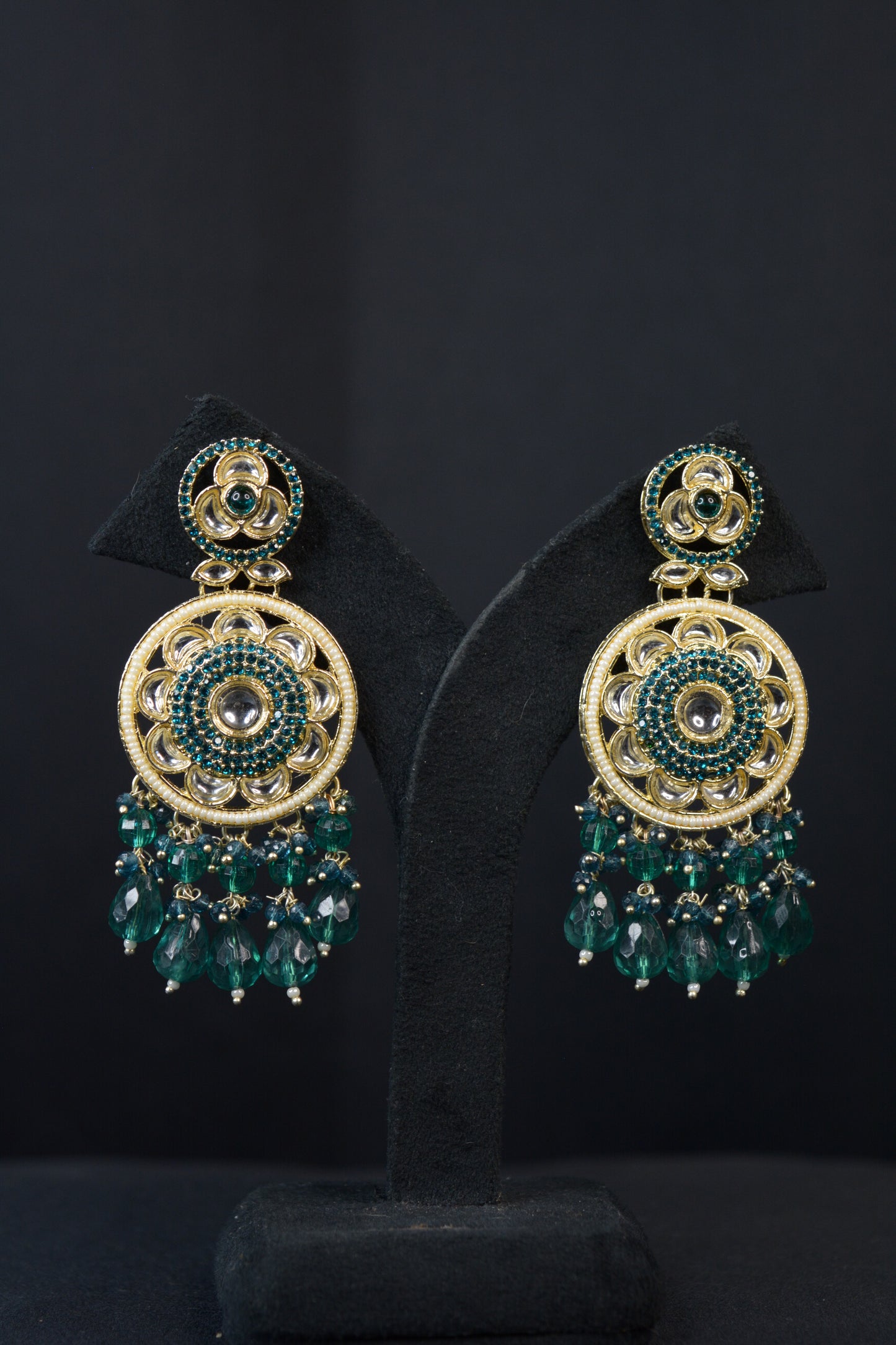 Emerald Green Bloom Floral Earrings