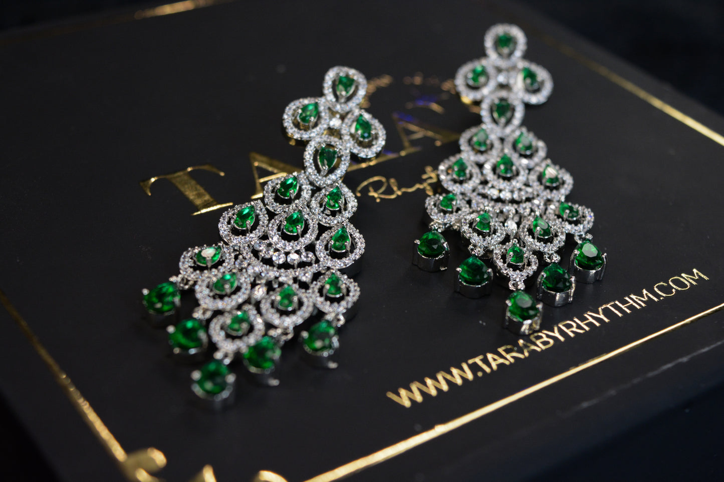 Premium Emerald Chandelier Earrings