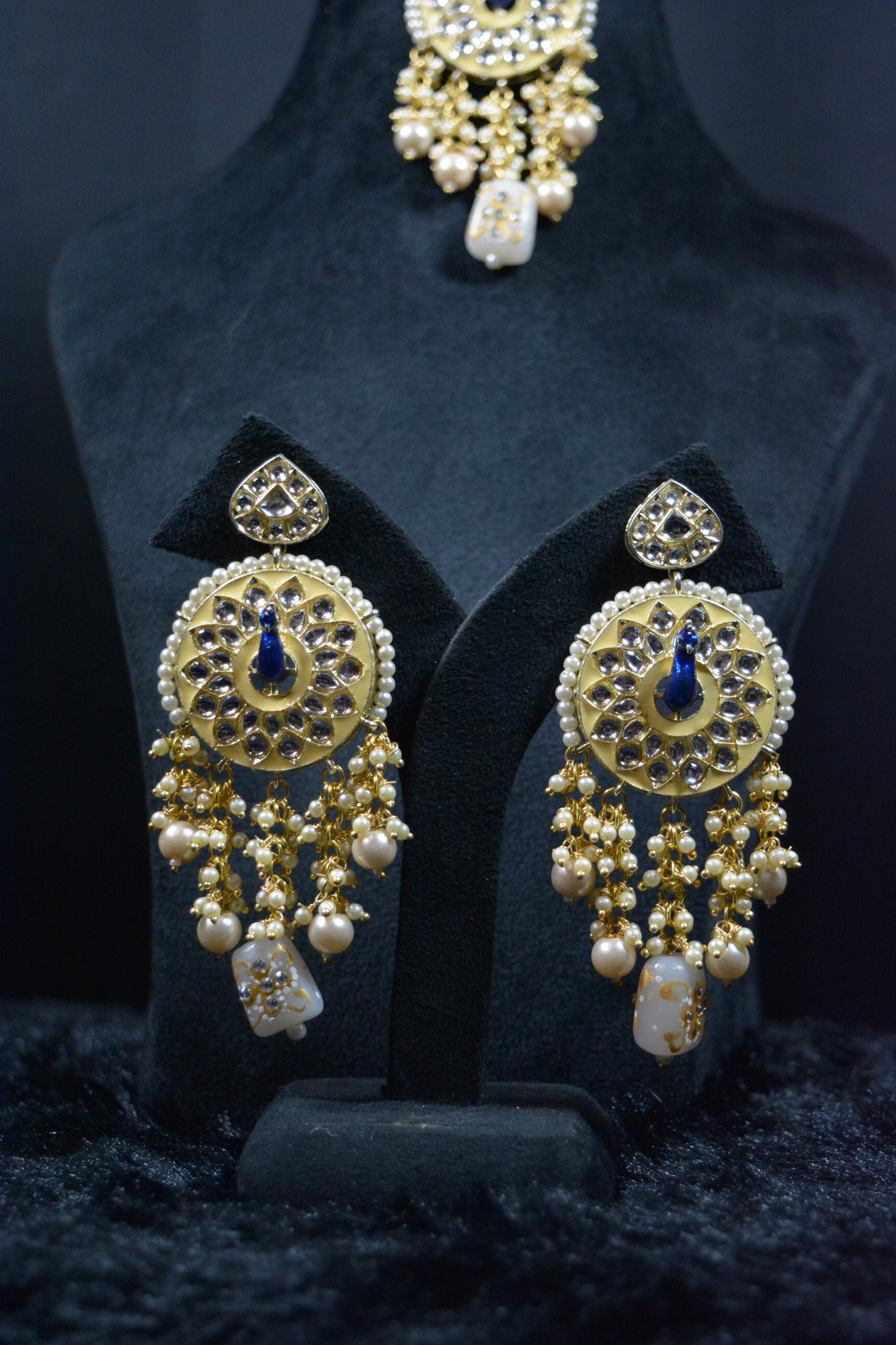 Feathered Frost Peacock Earrings with Tika