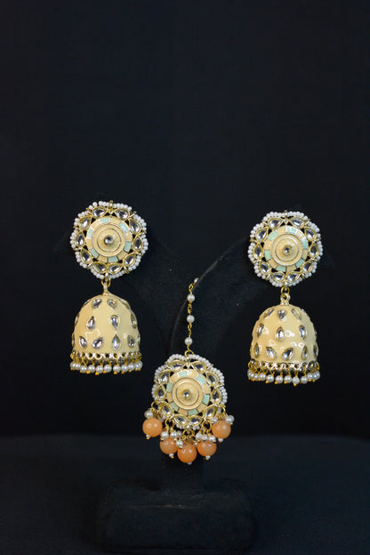 Bareilly Tan Twilight Jhumka with Tika