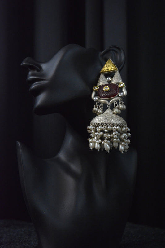 Gloomy Obsidian Jhumka