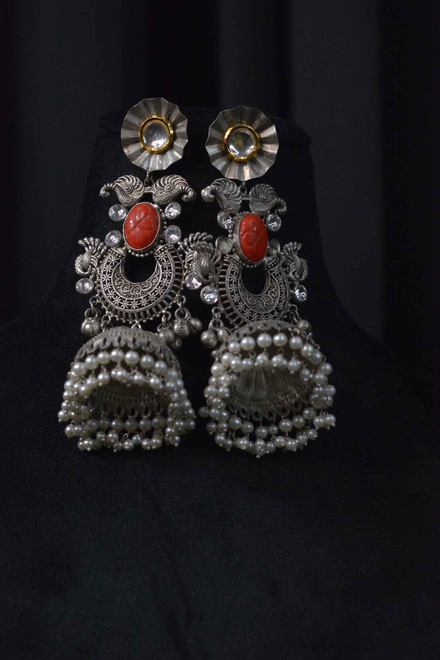 Silver Glamour Jhumkas